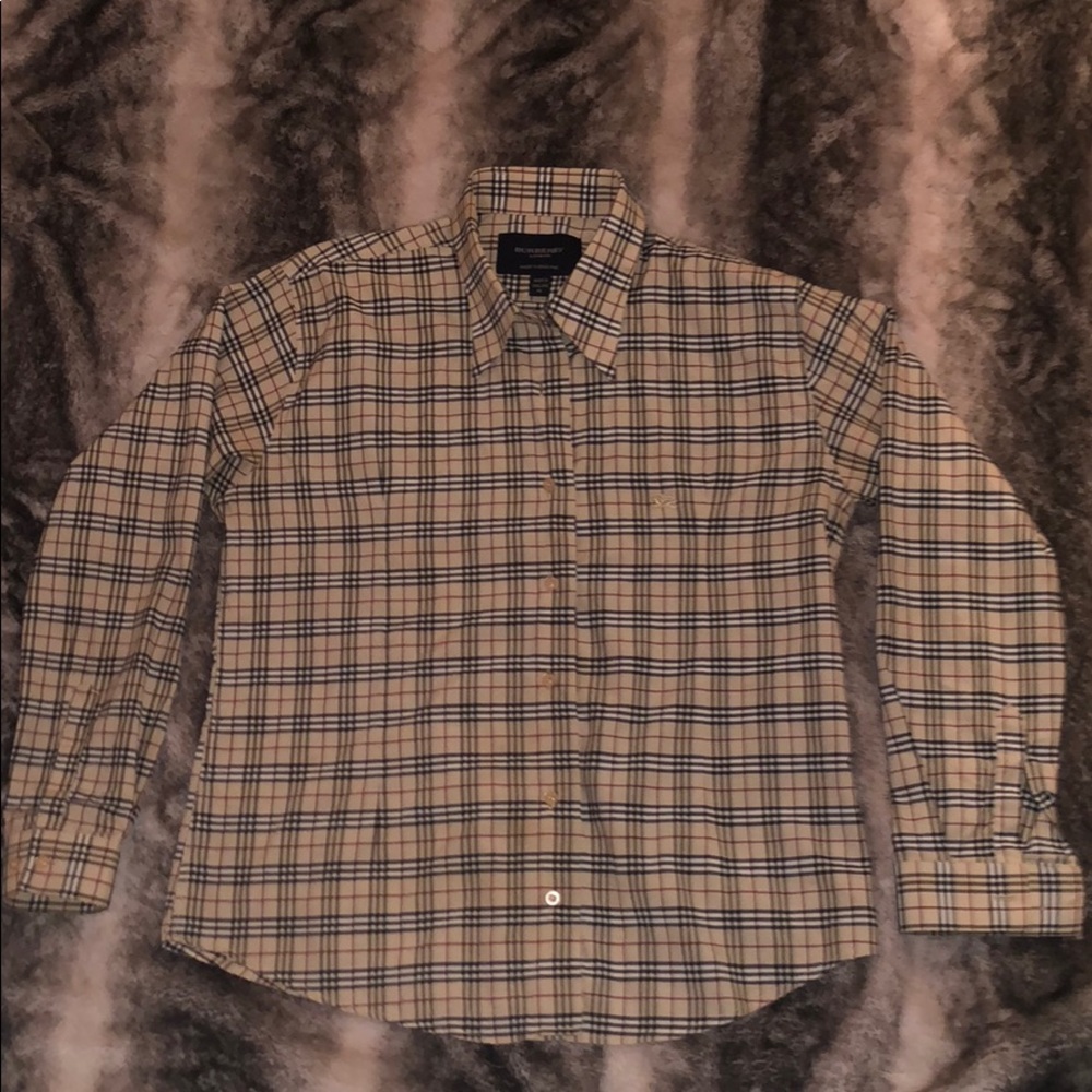 Boys Button Down Burberry Collared Shirt